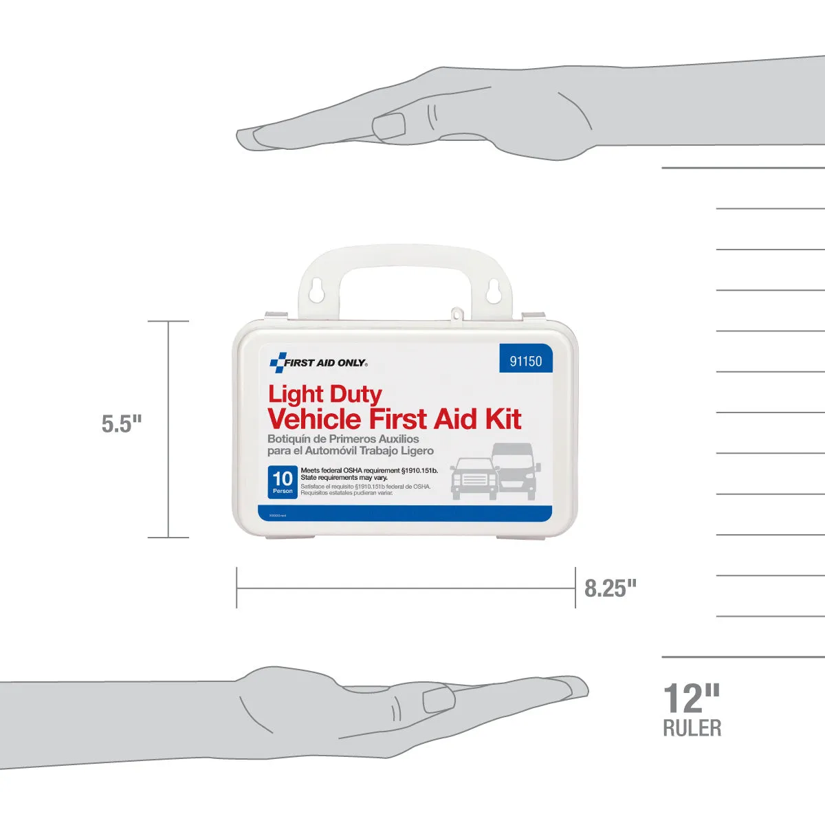 10 Person Light Duty Car First Aid Kit, Plastic