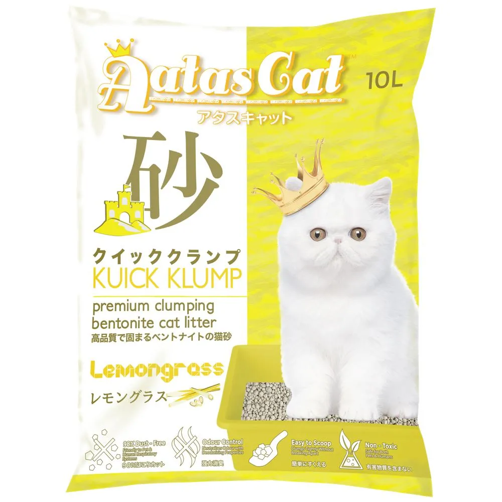 Aatas Cat Kuick Klump Bentonite Cat Litter Lemongrass 10L