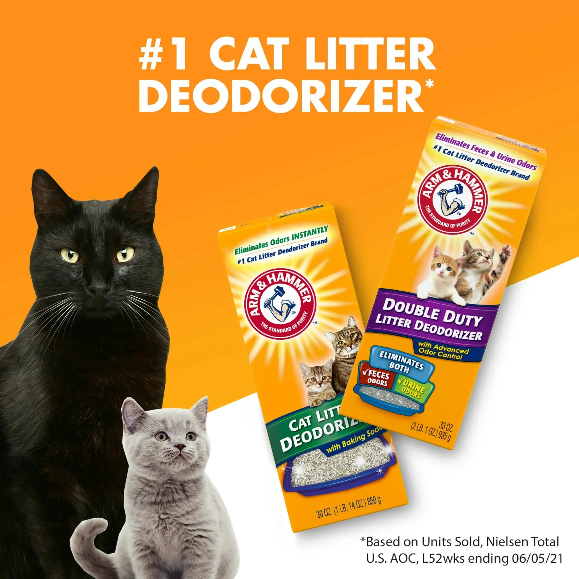 Arm & Hammer Double Duty Cat Litter Deodorizer and Pet Odor Eliminator, 33 oz, Box