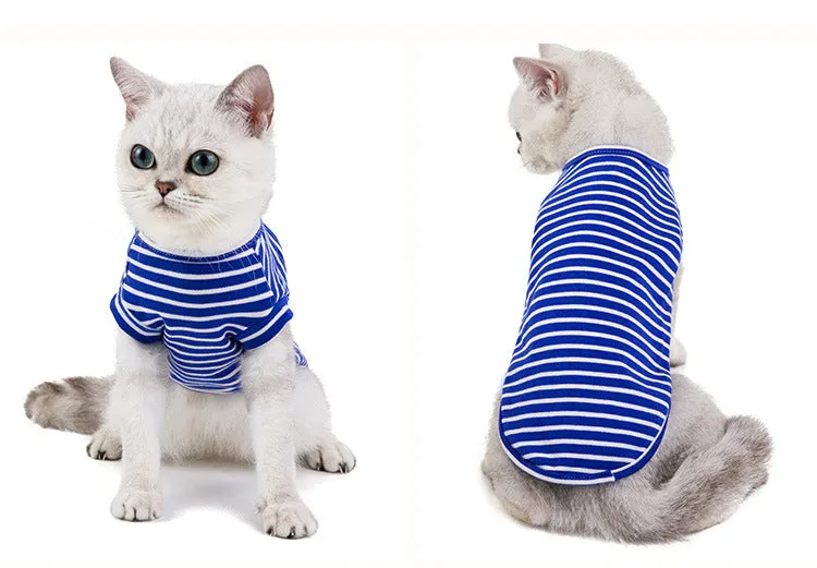 Cat Clothes Striped T-shirt Pet Summer Clothing