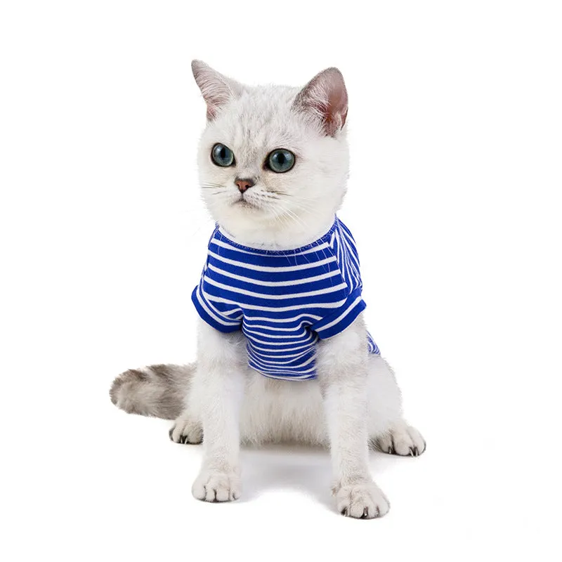 Cat Clothes Striped T-shirt Pet Summer Clothing