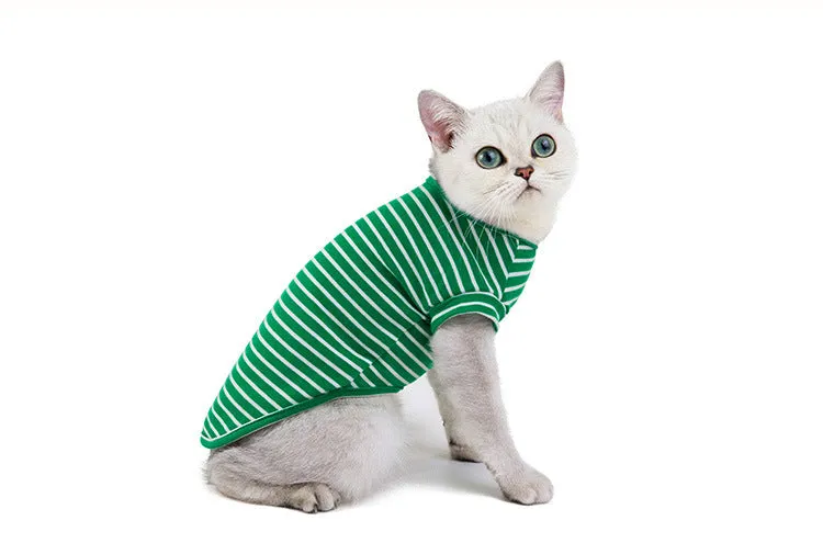 Cat Clothes Striped T-shirt Pet Summer Clothing