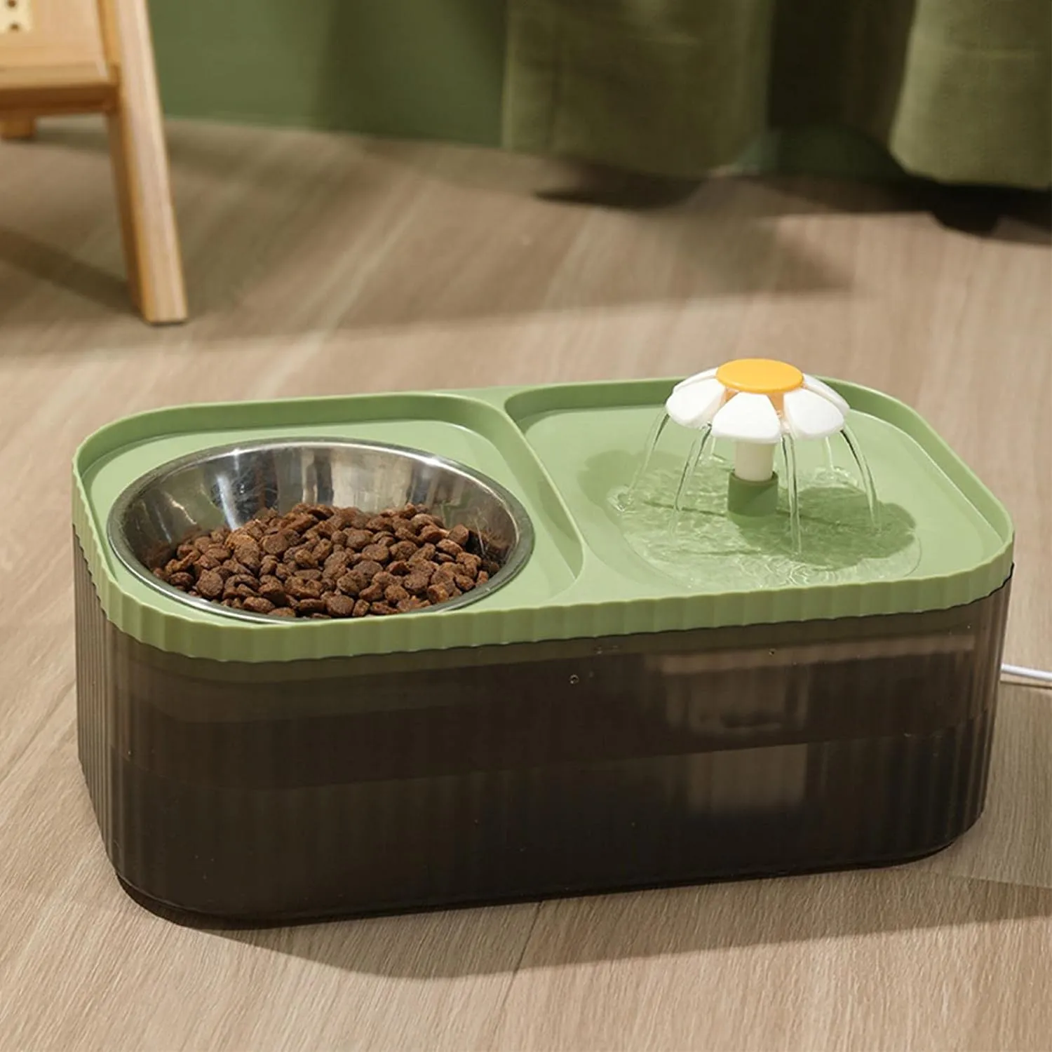 Cat Food Bowl With Automatic Flower Fountain Pump Dp-208