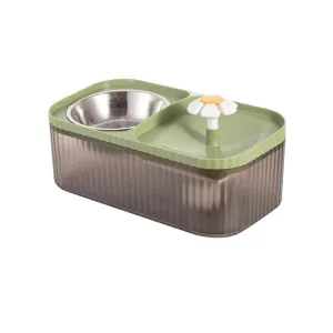 Cat Food Bowl With Automatic Flower Fountain Pump Dp-208