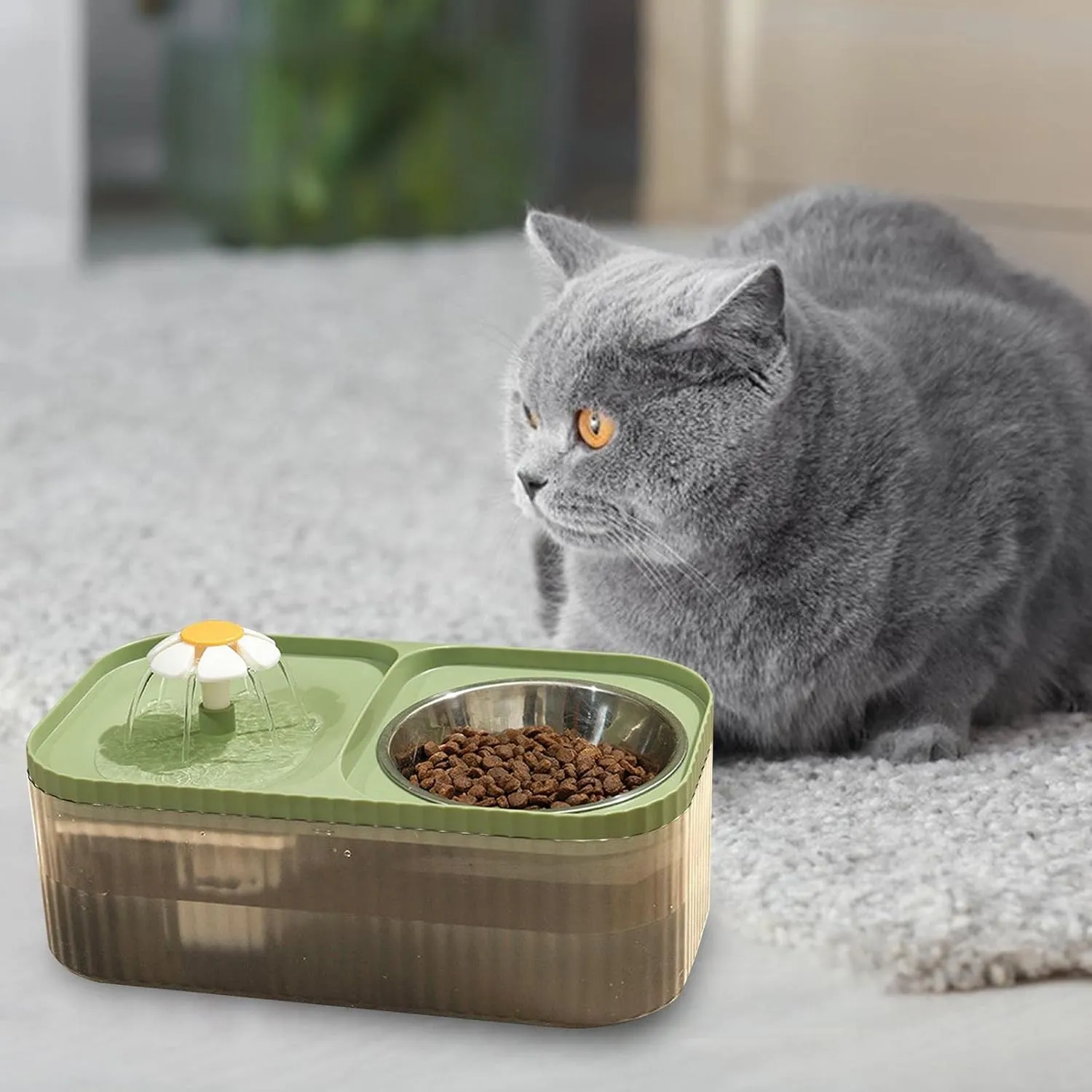 Cat Food Bowl With Automatic Flower Fountain Pump Dp-208