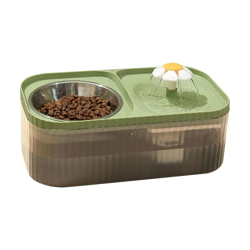 Cat Food Bowl With Automatic Flower Fountain Pump Dp-208