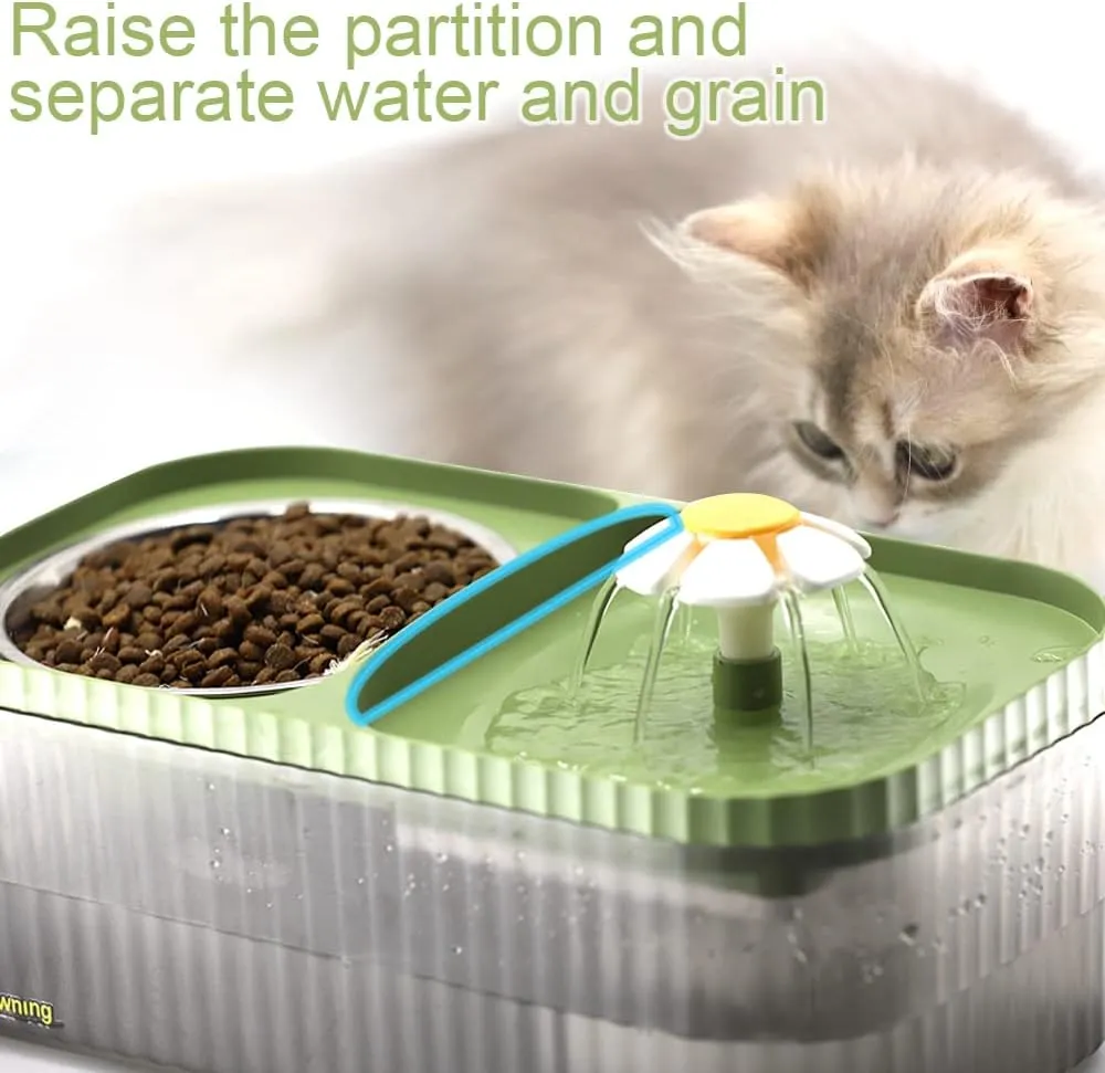 Cat Food Bowl With Automatic Flower Fountain Pump Dp-208