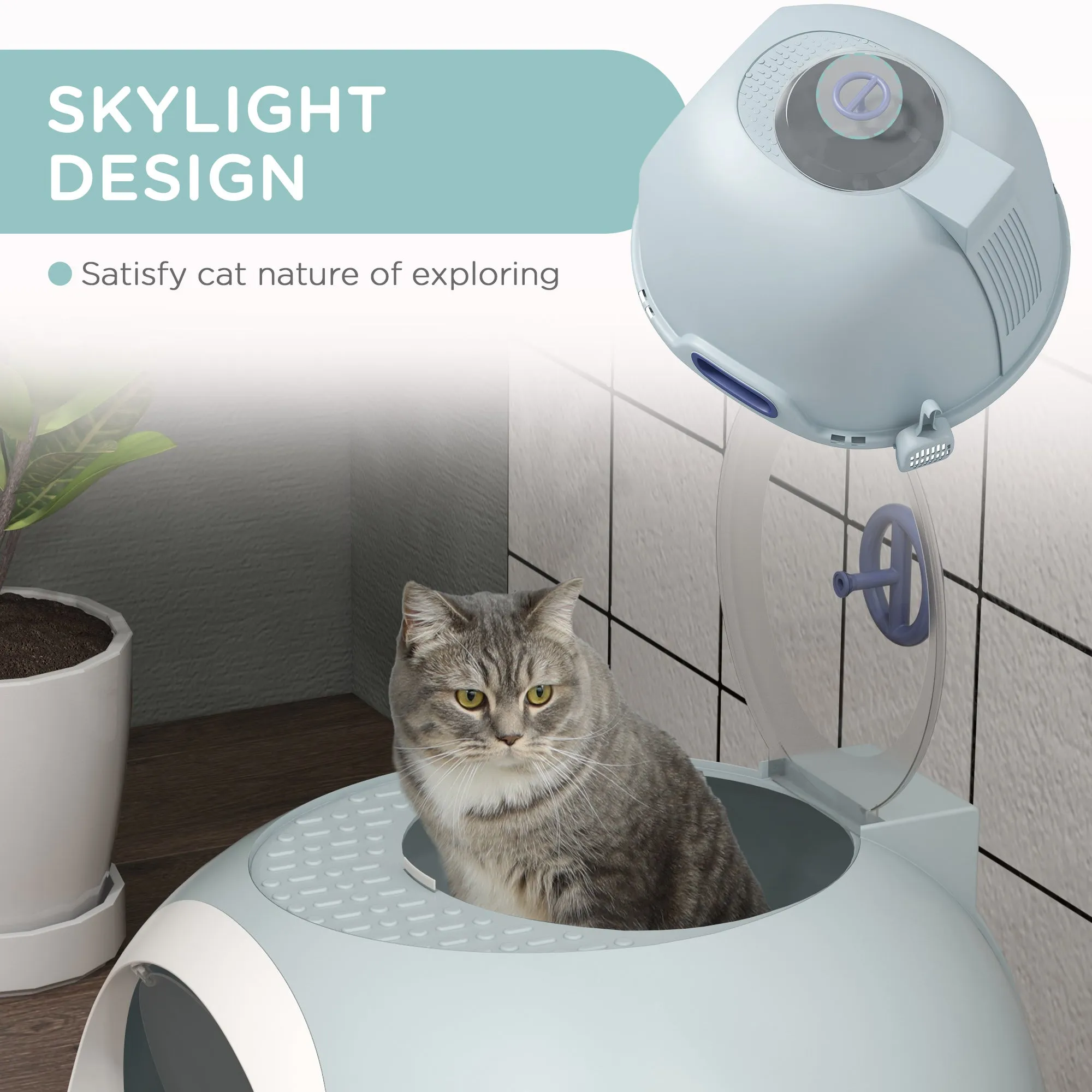 Cat Litter Box With Litter Scoop, Drawer-Type Easy To Clean, Skylight, And Easy To Move