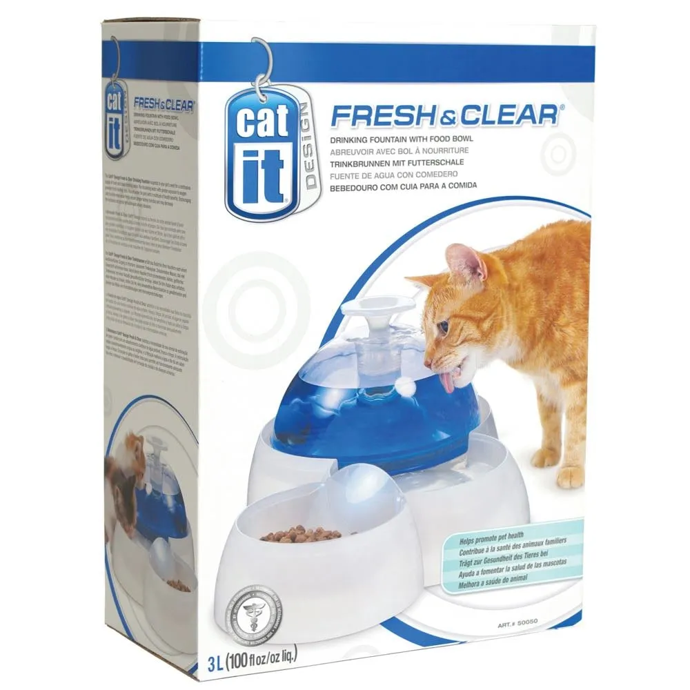 Catit Design Fresh & Clear Drinking Fountain With Food Bowl 3L