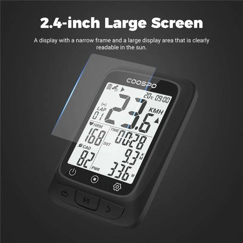 COOSPO BC107 Bike Computer GPS Wireless Bicycle Odometer Speedometer 2.4inch Bluetooth5.0 ANT Waterproof GPS BDS