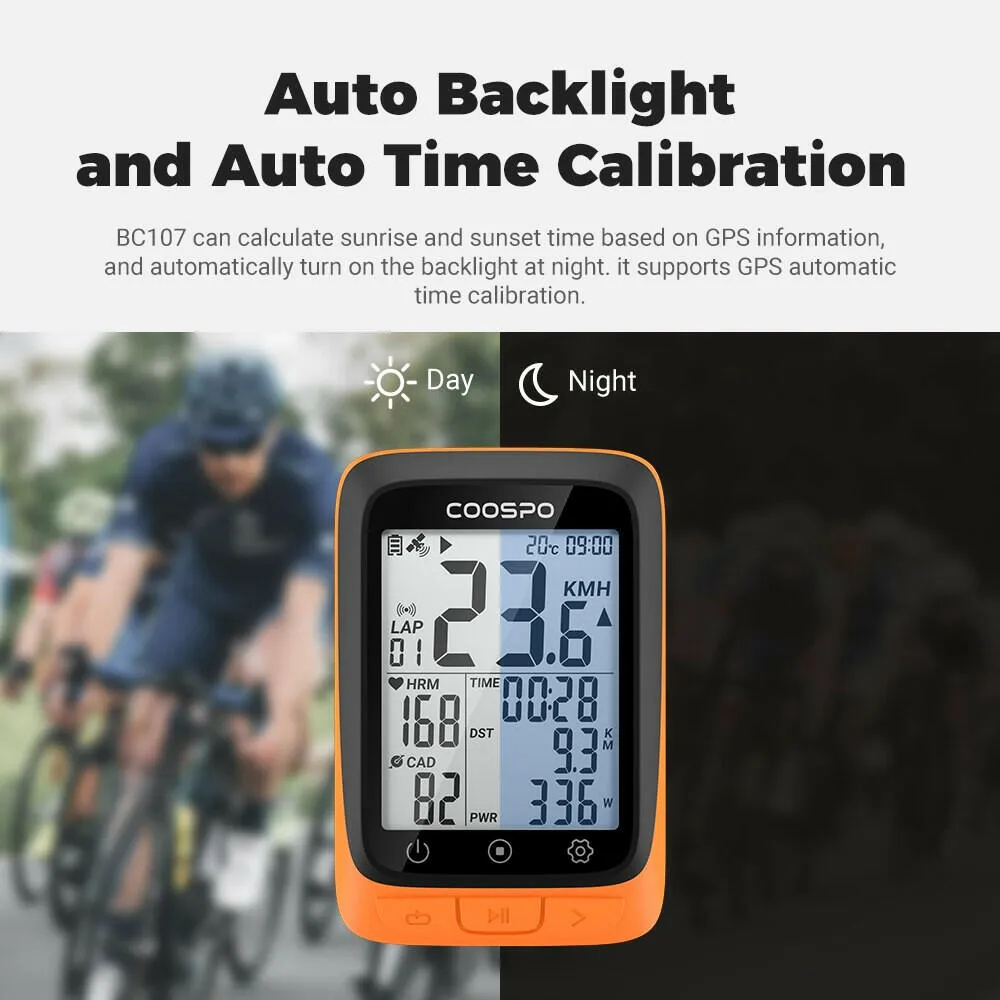 COOSPO BC107 Bike Computer GPS Wireless Bicycle Odometer Speedometer 2.4inch Bluetooth5.0 ANT Waterproof GPS BDS