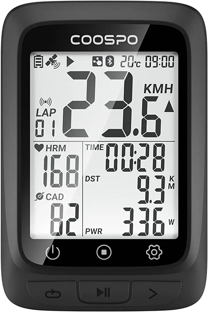 COOSPO Bike Computer GPS Wireless  with Bluetooth , 2.4 LCD Screen, Auto Backlight IP67 waterproof