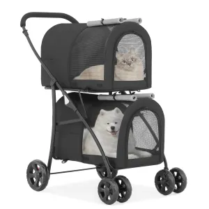 Double Detachable Basket Pet Stroller - 32.5*21*39 inch - 4 Wheels