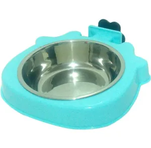 Emily Pets Stainless Crate Bowl with Removable Feeder Bowl for Dogs and Cats (Blue)