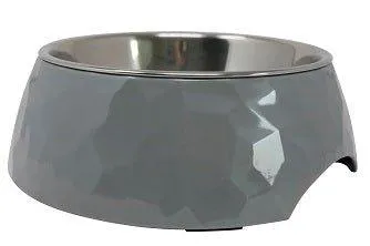 Facet Round Cat Dog Bowl - Dark Grey S/L