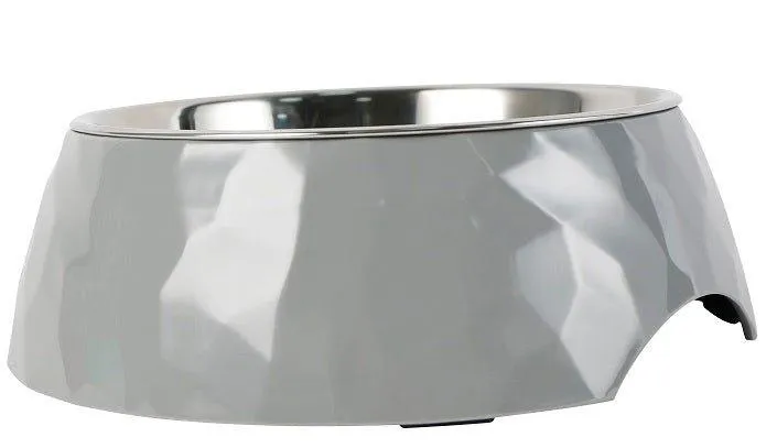 Facet Round Cat Dog Bowl - Dark Grey S/L