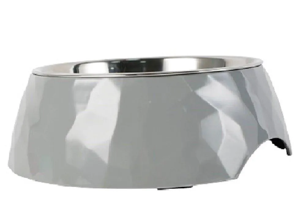 Facet Round Cat Dog Bowl - Dark Grey S/L