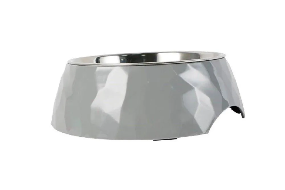 Facet Round Cat Dog Bowl - Dark Grey S/L