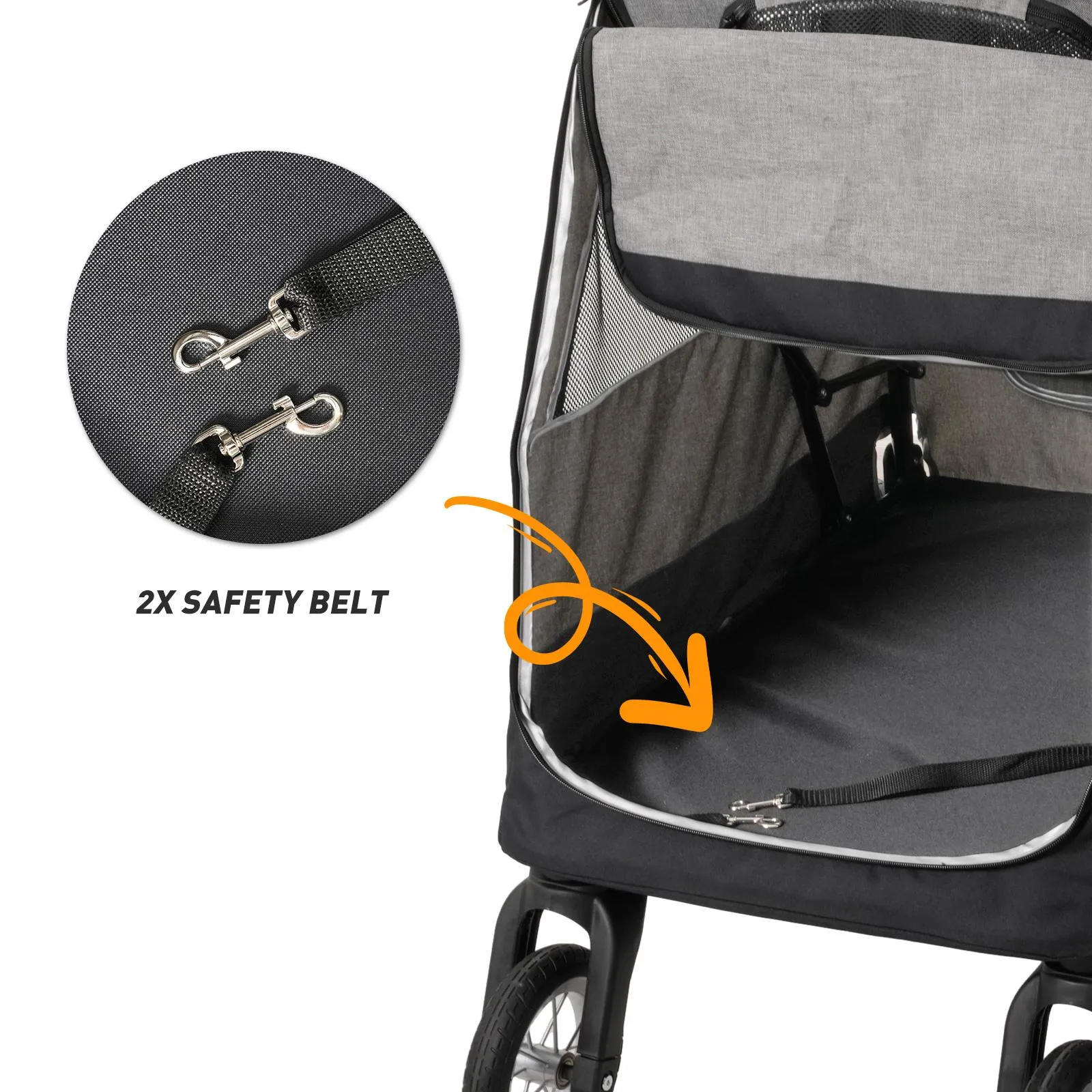 Foldable Travel Dog Stroller Pet Gear Stroller with Adjustable Handle & Mesh Window, Gray