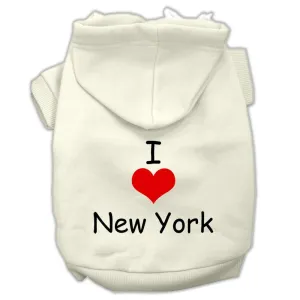 I Love New York Screen Print Pet Hoodies Cream Size Med (12)