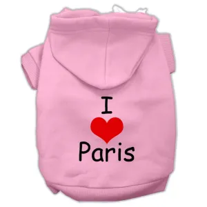 I Love Paris Screen Print Pet Hoodies Pink Size Lg (14)