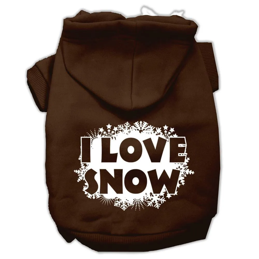 I Love Snow Screenprint Pet Hoodies Brown Size XL (16)