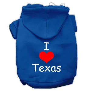 I Love Texas Screen Print Pet Hoodies Blue Size Med (12)