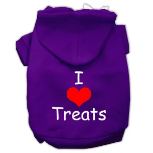 I Love Treats Screen Print Pet Hoodies Purple Size XXL (18)