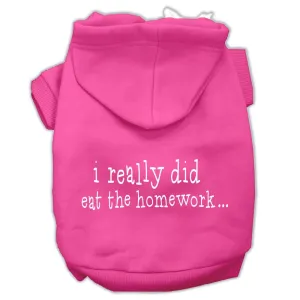 I Really Did Eat The Homework Screen Print Pet Hoodies Bright Pink Size M (12)