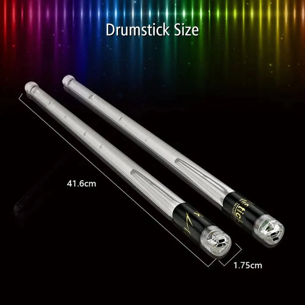 LED Light Up Drumsticks Jazz Drum Sticks 15 Gradient Colorful Lights USB Charging with Switch Drumstick Drum Set Accessories