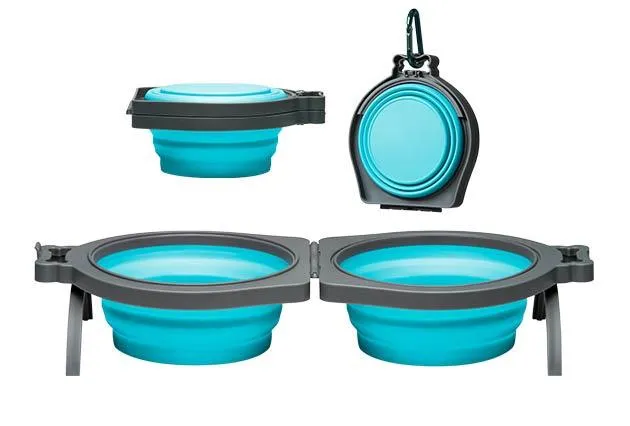 Loving Pets Blue Bella Roma Travel Double Diner Bowl