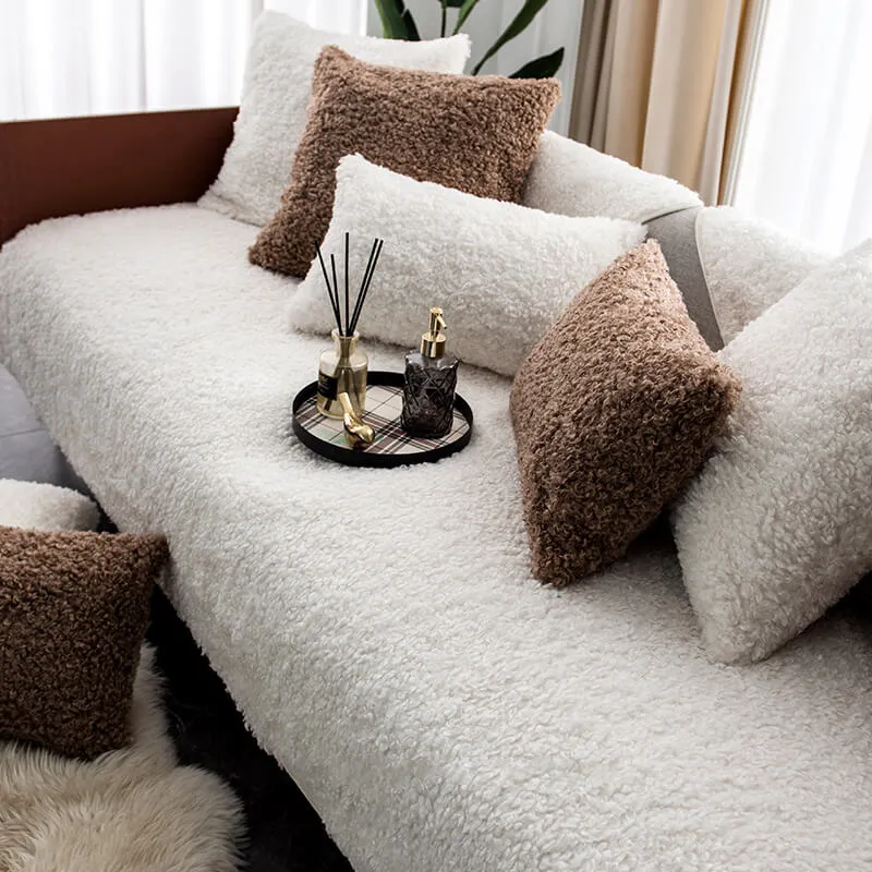 Luxury Warm Fleece Furniture Protective Mat Non-Slip Couch Cover