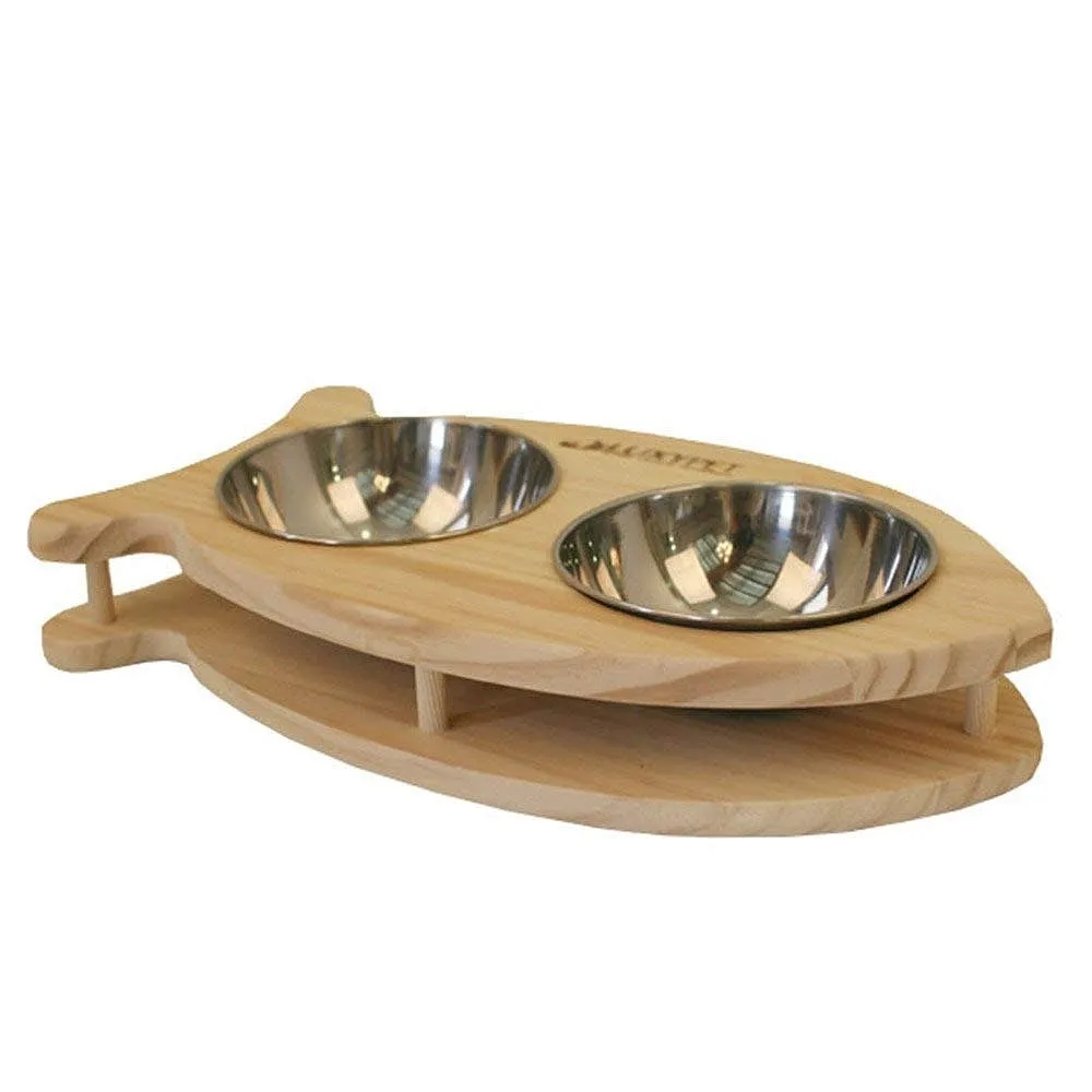 Luxypet Fish Double Cat Bowl