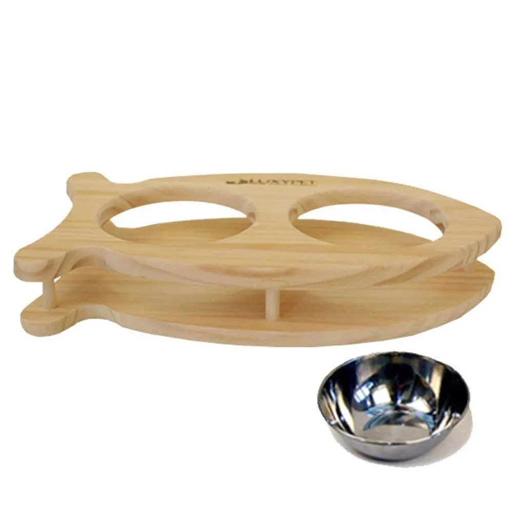 Luxypet Fish Double Cat Bowl