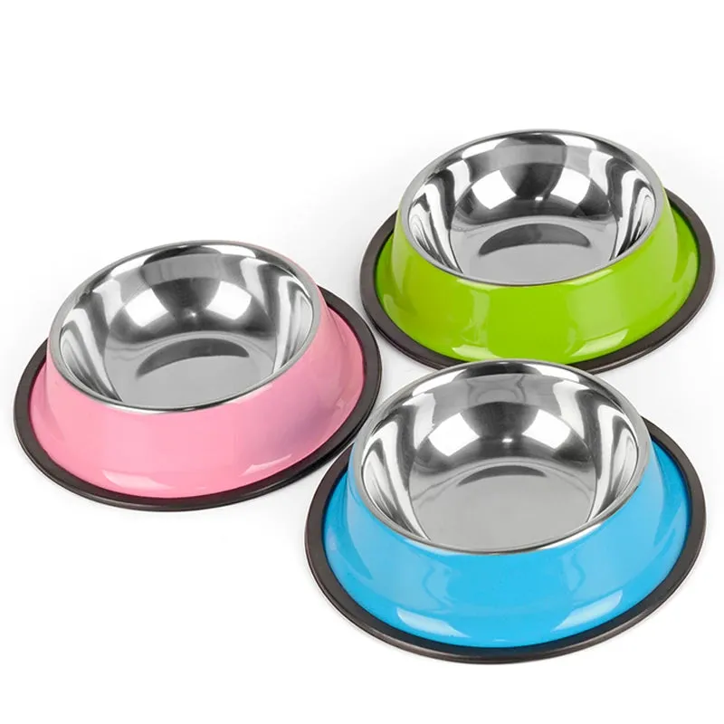 Multi-Colored, Stainless Steel Pet Bowls for Cats and Dogs