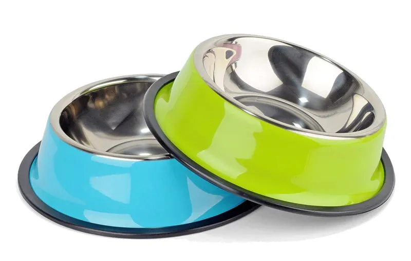 Multi-Colored, Stainless Steel Pet Bowls for Cats and Dogs