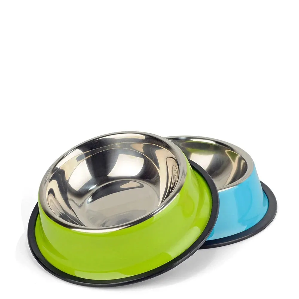 Multi-Colored, Stainless Steel Pet Bowls for Cats and Dogs