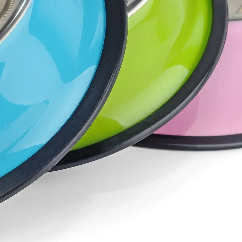 Multi-Colored, Stainless Steel Pet Bowls for Cats and Dogs