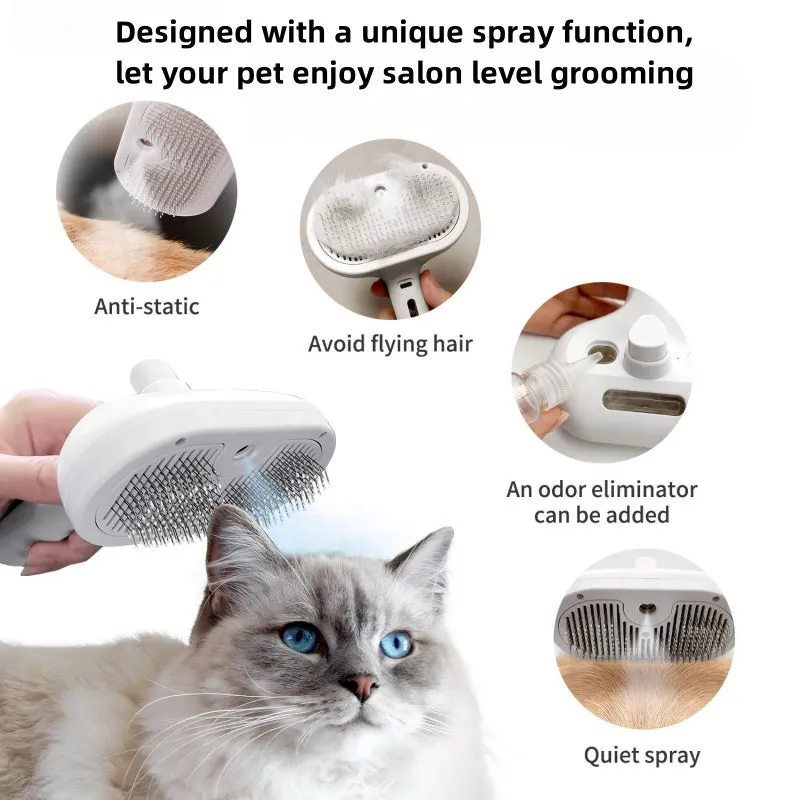 Multifunctional Pet Grooming Comb with Built-in Mist Humidifier for Dogs and Cats