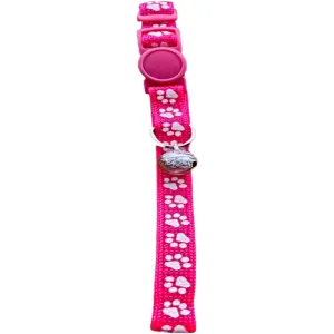 Paw Print Cat Collar - Pink Adjustable Comfortable Durable Pet Accessory