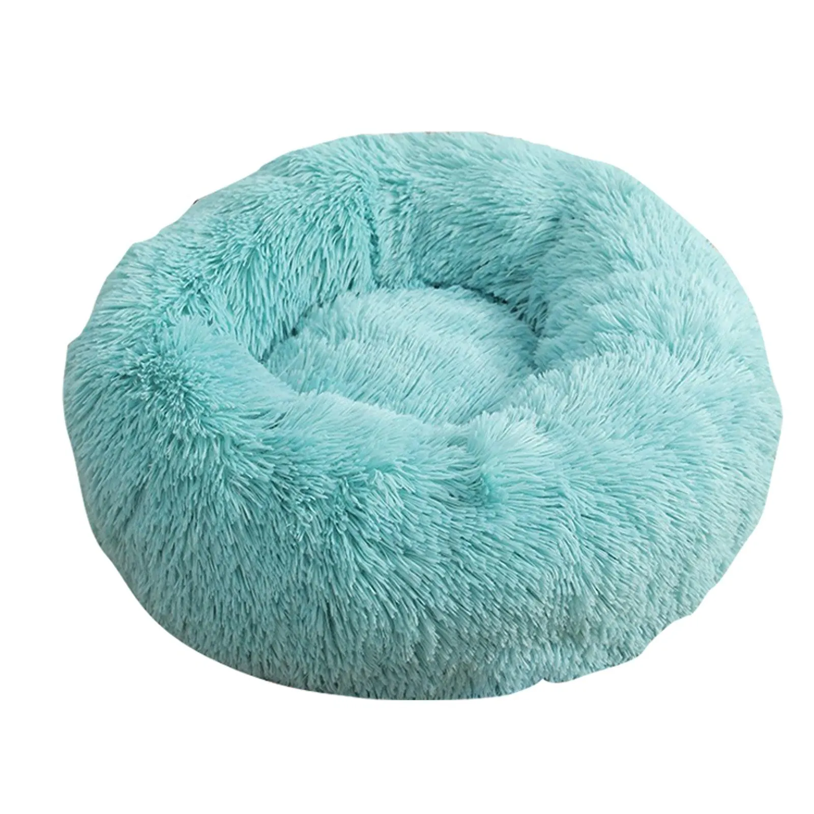 Pet Dog Bed Warm Plush Round Comfortable Nest Comfy Sleeping kennel Green M 70cm