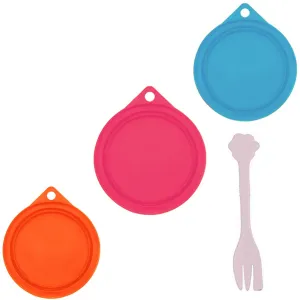 Pet Food Can Covers with Spoon - 3 Pack Durable Easy to Use Airtight Seal Keeps Food Fresh Reusable