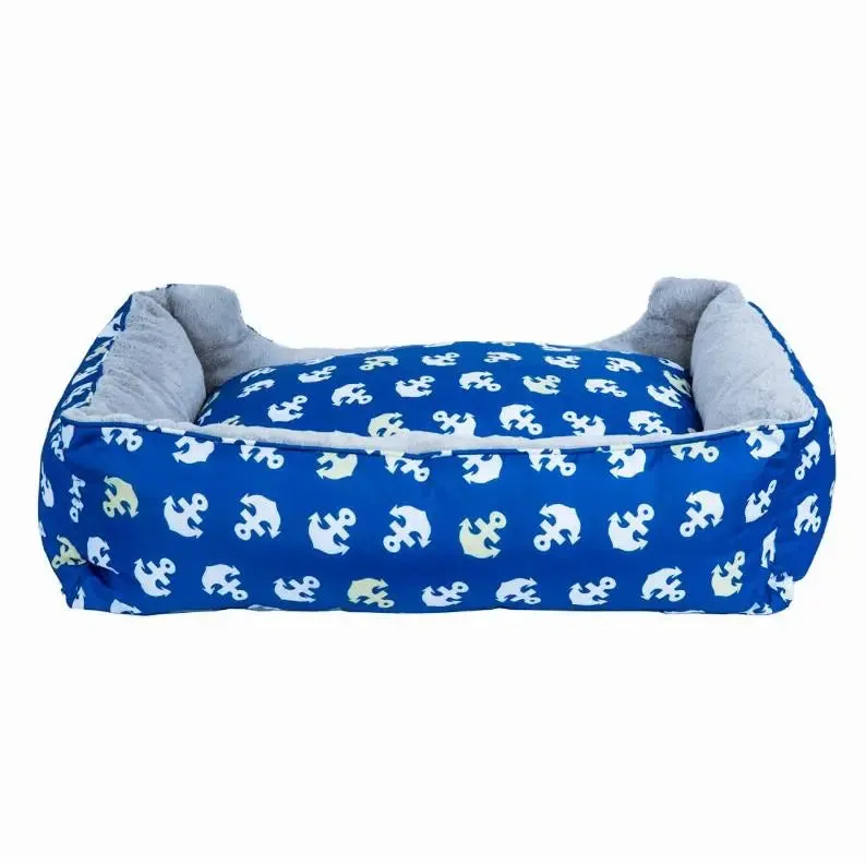 Petique's Anchors Away Pet Bed Comfortable with Charming Angel Hair Fiber Design, Air Flow Platform, Versatile Use, Stylish Functionality & Washable Dog Bed | Craftsmanship for Dogs Cats & More