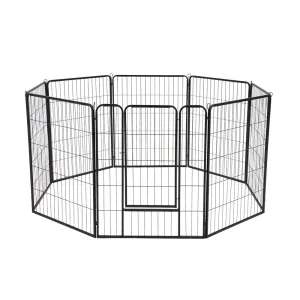 Petzly Dog Playpen Puppy Exercise Cage Pet Cage Enclosure 8 Panel 80x100CM Black