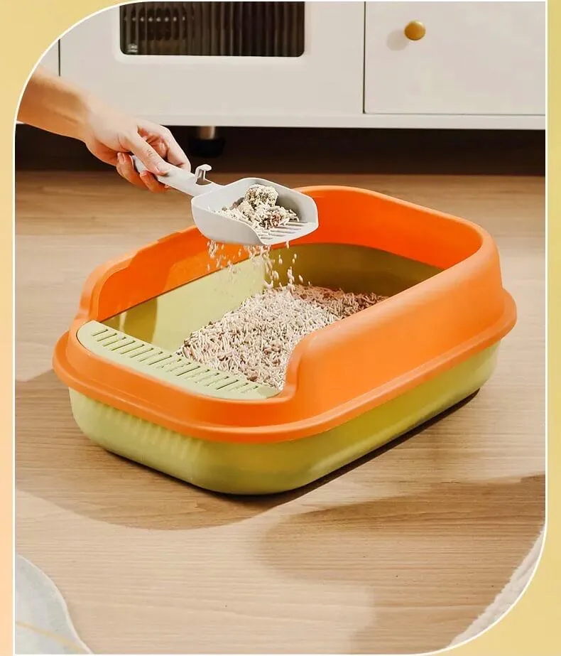 Semi-Enclosed Cat Litter Box with Large Capacity