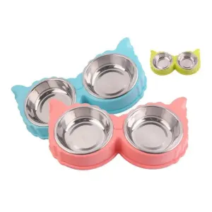 Sleek Dual Pet Bowl Station for Food and Water Convenience