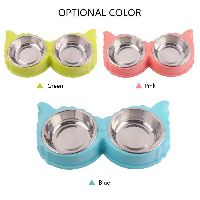 Sleek Dual Pet Bowl Station for Food and Water Convenience