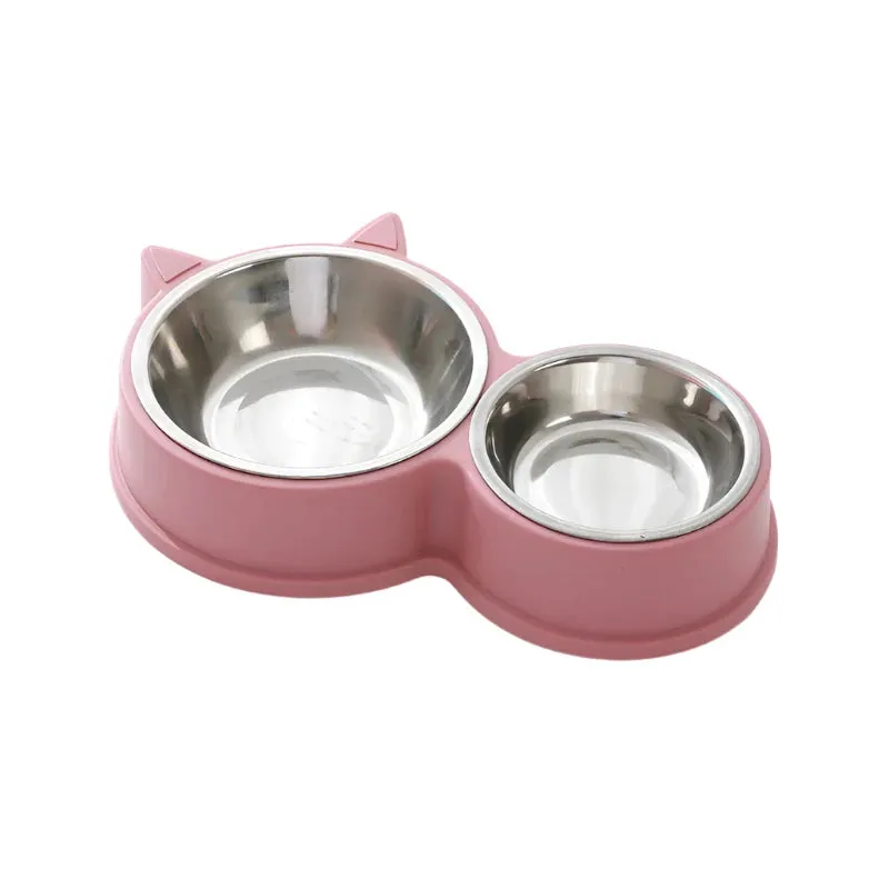 Stainless Steel Pet Food & Water Bowls – Durable Dual Pet Feeding Set for Dogs & Cats