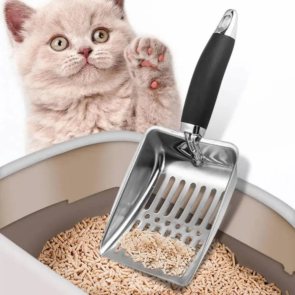 Steel Cat Litter Scoop – Long Handle Pet Cleaning Tool