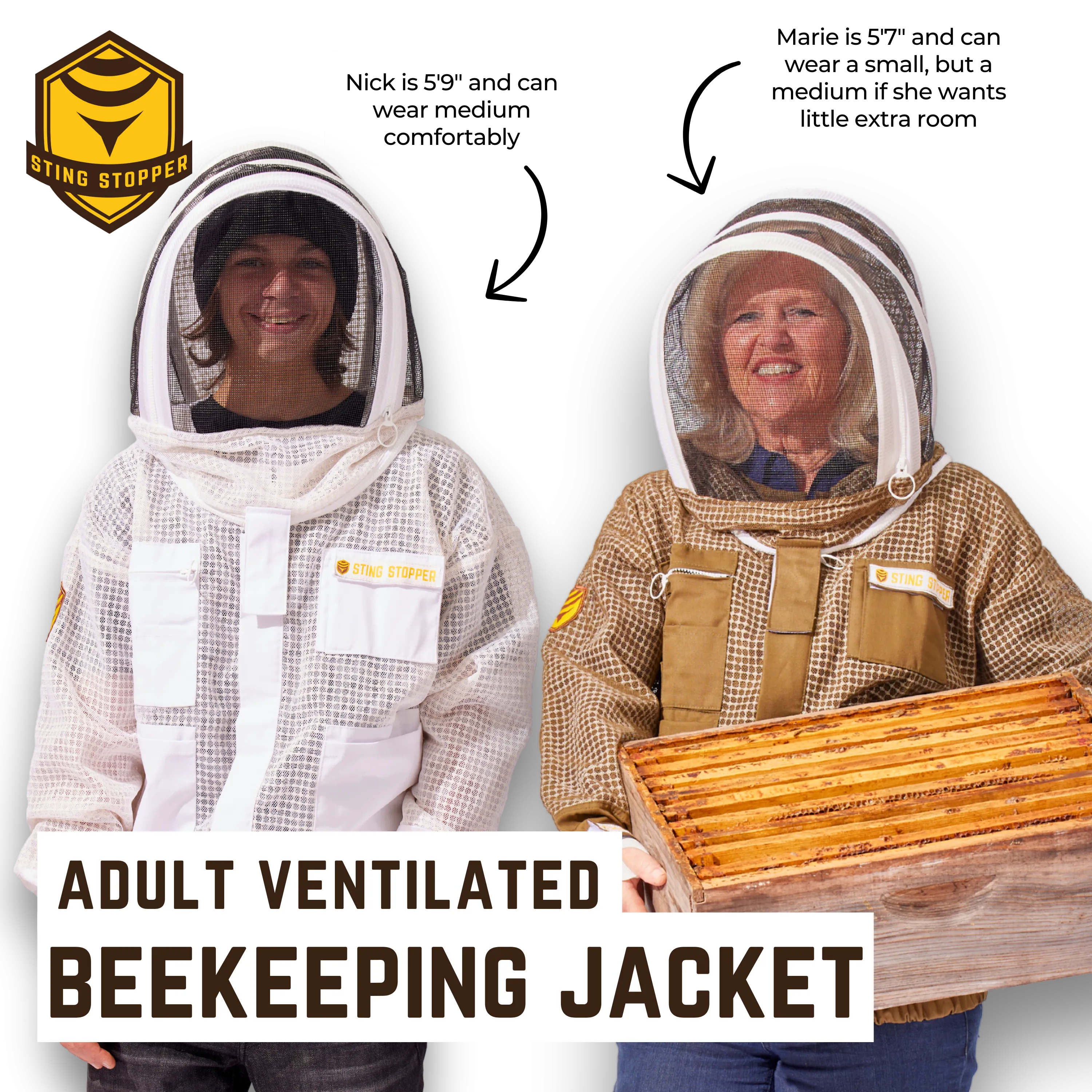 Sting Stopper Professional Ventilated Beekeeping Jacket - Beekeeper White